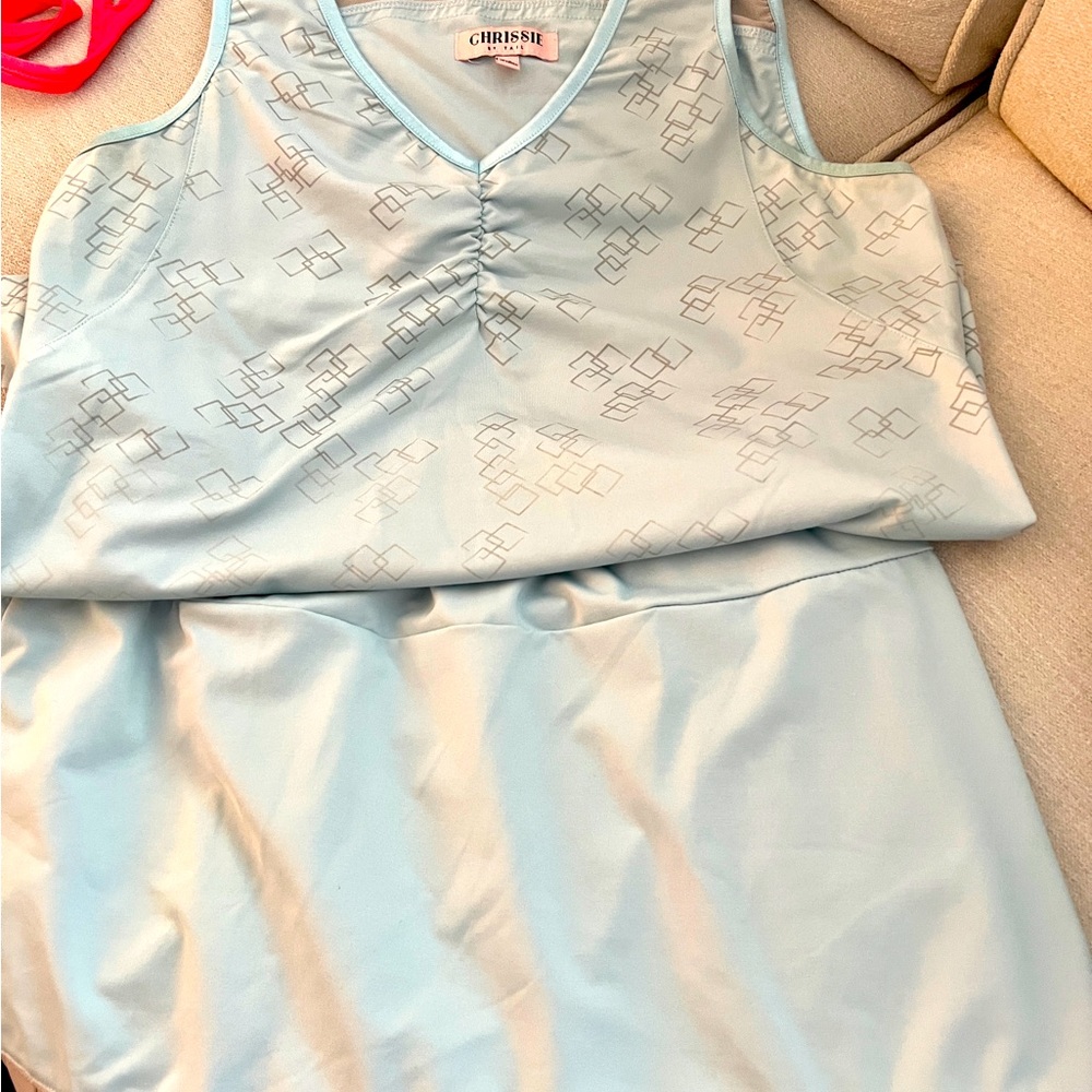 Chrissie by Tail Aqua Tennis Outfit, Skirt is L, Top is M